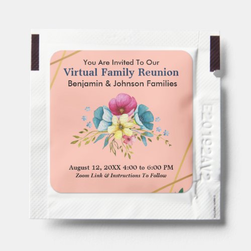 Fun Family Reunion Invitation Virtual Flowers Hand Sanitizer Packet