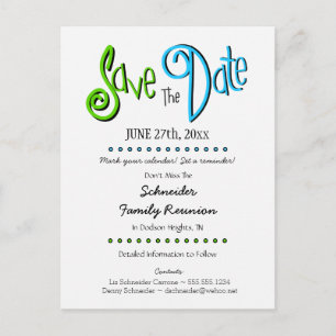 Fun Family Reunion or Party Save the Date Announcement Postcard