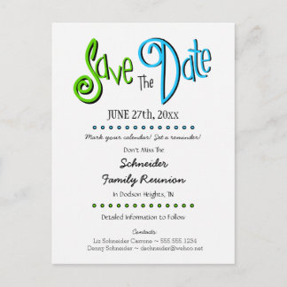 Fun Family Reunion or Party Save the Date Announcement Postcard