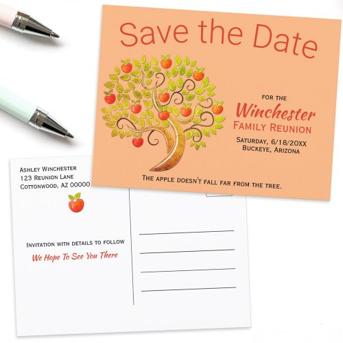 Fun Family Reunion Save The Date Apple Tree Announcement Postcard
