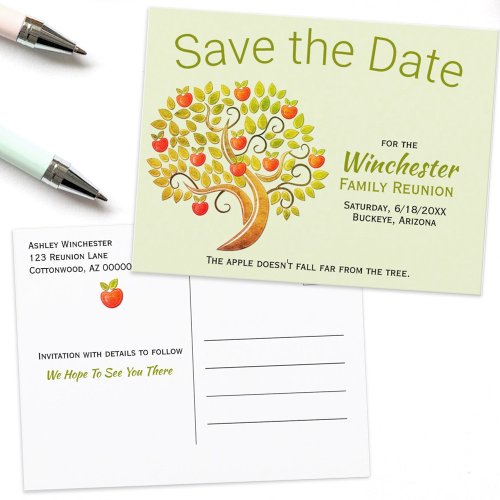 Fun Family Reunion Save The Date Apple Tree Custom Announcement Postcard