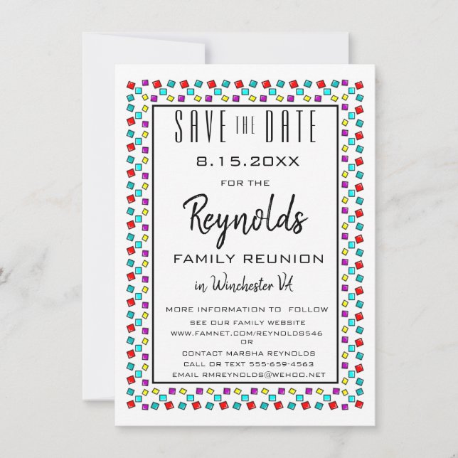 Fun Family Reunion Save the Date Invitation Card (Front)