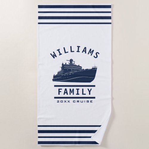 Fun Family Reunion Summer Vacation Sea Cruise Ship Beach Towel