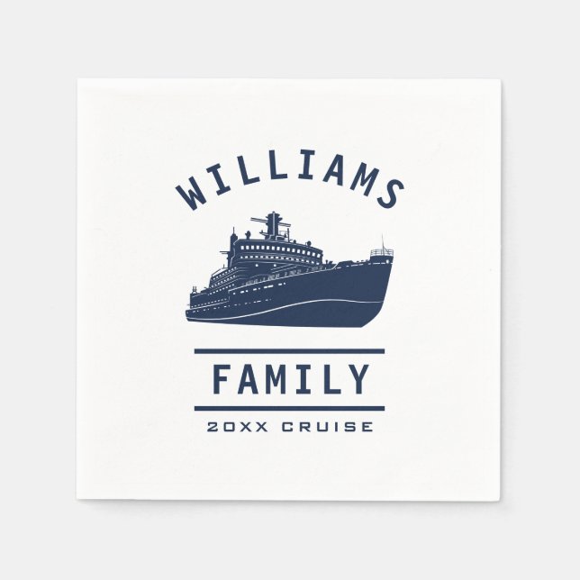 Fun Family Reunion Summer Vacation Sea Cruise Ship Napkins (Front)