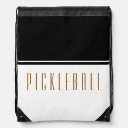 Fun Fancy Black White Color Block PICKLE BALL Text Drawstring Bag