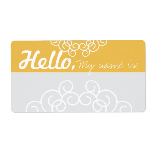 Fun Fancy Party Name Tags _ Yellow  Gray