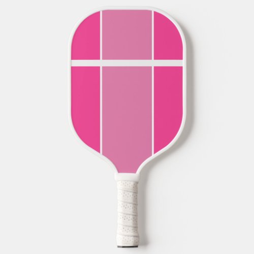 Fun Fancy Two Tone Pink White Split Racing Stripes Pickleball Paddle