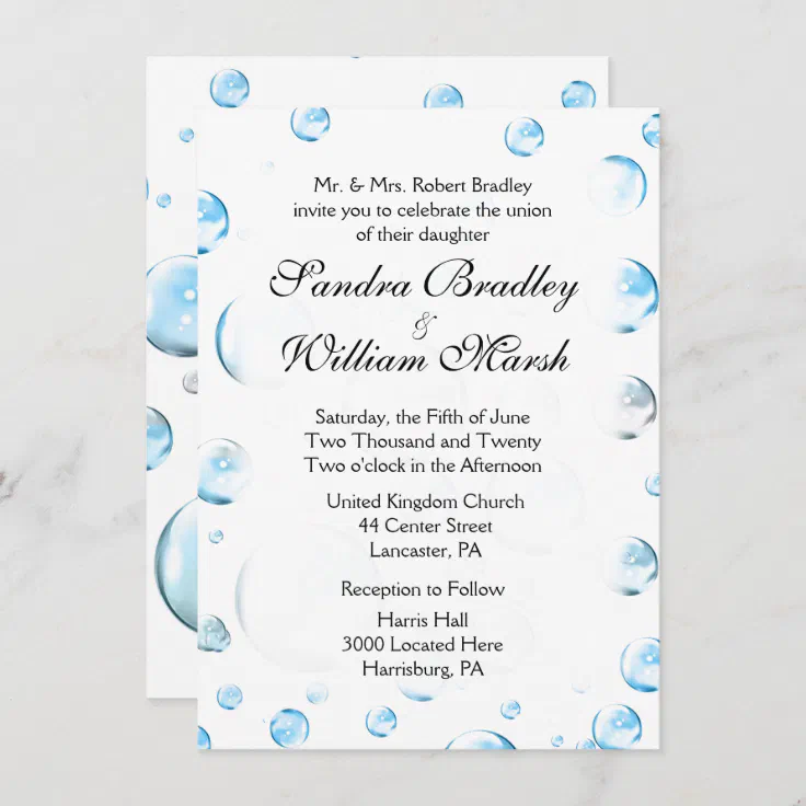 Fun Fantasy Bubbles Wedding Invitation Zazzle