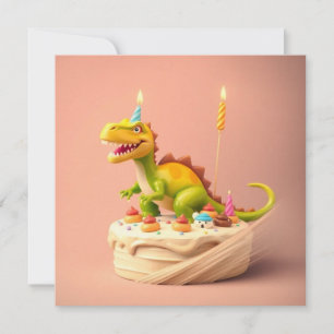 FUN FANTASY Dinosaur BIRTHDAY CAKE Card