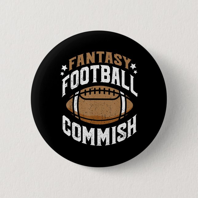 Fun Fantasy Football Commish Commissioner Men  Button (Front)