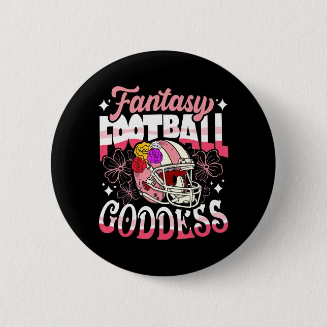 Fun Fantasy Football Goddess Flower Helmet Women  Button (Front)
