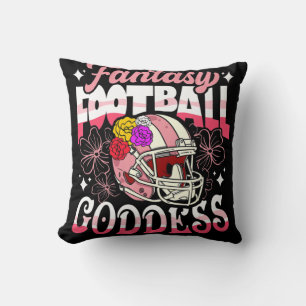 Fun Fantasy Football Goddess Flower Helmet Women Throw Pillow