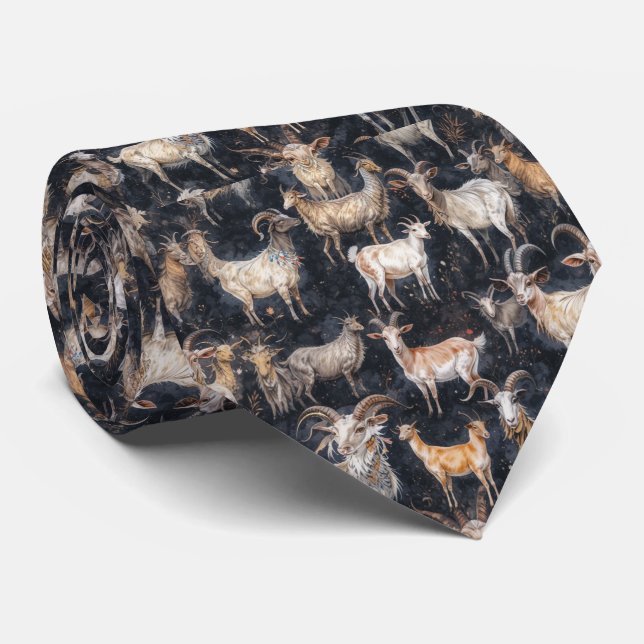 Fun Fantasy Goat Farm Animal  Neck Tie (Rolled)