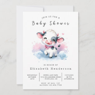 Fun Farm Calf Cow Baby Shower Invitation