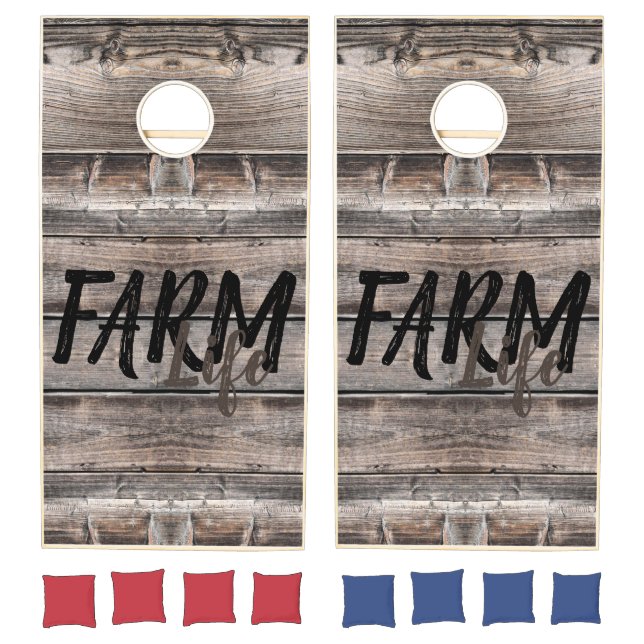 fun FARM LIFE with barnwood | Cornhole Set (Set)