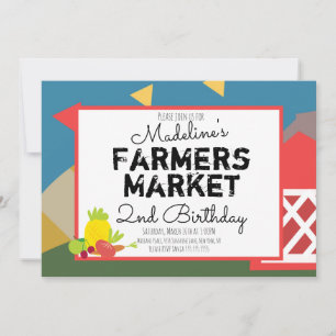 Fun Farmers Market Vegetables Picnic Birthday I Invitation