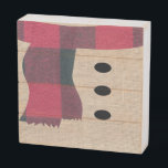 Fun Farmhouse Burlap Snowman Plaid Scarf & Buttons Wooden Box Sign<br><div class="desc">Oh what fun! A creative design sure to put a smile on everyone's face! Celebrate the holiday and winter season with this modern trendy twist on a traditional farmhouse favorite. The farmhouse-inspired design on the Wooden Box Sign features a tan faux burlap body of a snowman with a festive red...</div>