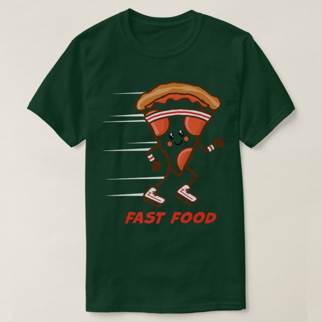 Fun Fast Food Pizza Running Headband Sneakers Hung T-Shirt (Design Front)