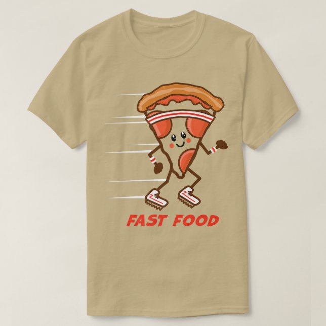 Fun Fast Food Pizza Running Headband Sneakers Hung T-Shirt (Design Front)