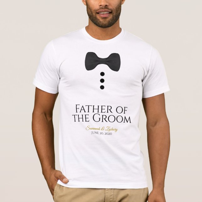 Fun Father of the Groom Black Tie Wedding T-shirt (Front)