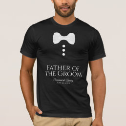 Fun Father of the Groom White Bow Tie Wedding T-Shirt