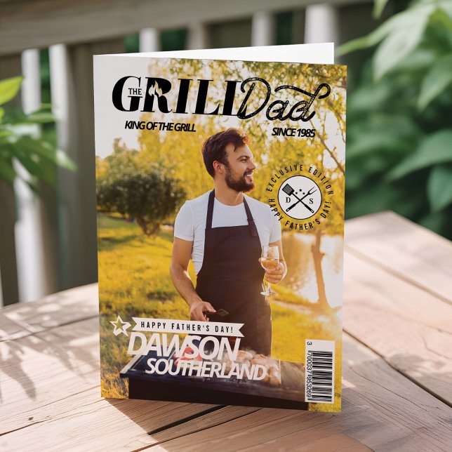 Fun Father's Day Grill Dad Photo Magazine Cover Card (Fun Father's Day Grill Dad Photo Magazine Cover Card)