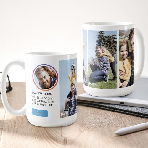 Fun Fathers Day Instagram Social Media Photo Reel Coffee Mug