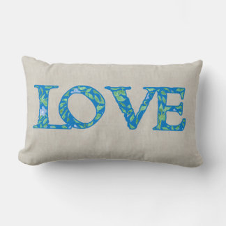 Fun Faux Applique Floral Love Text Design Lumbar Pillow