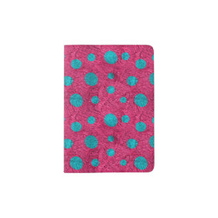 Fun Faux Foil Turquoise Polka Dots Passport Holder