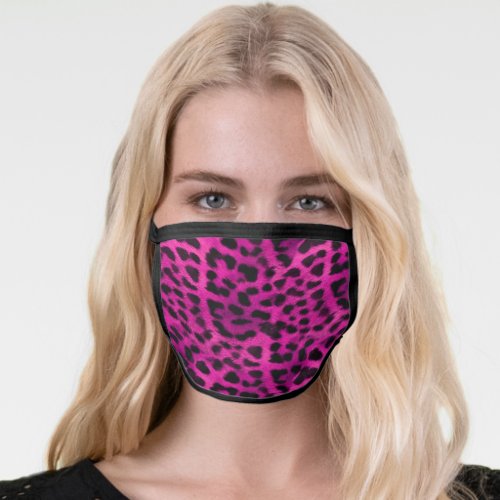 Fun Faux Fur Hot Pink Leopard Animal Print Safari Face Mask