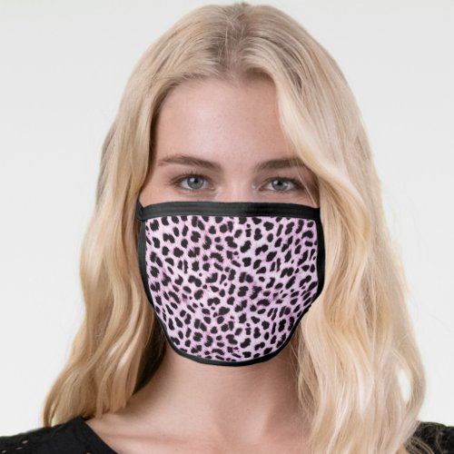 Fun Faux Fur Light Pink Leopard or Animal Print Face Mask