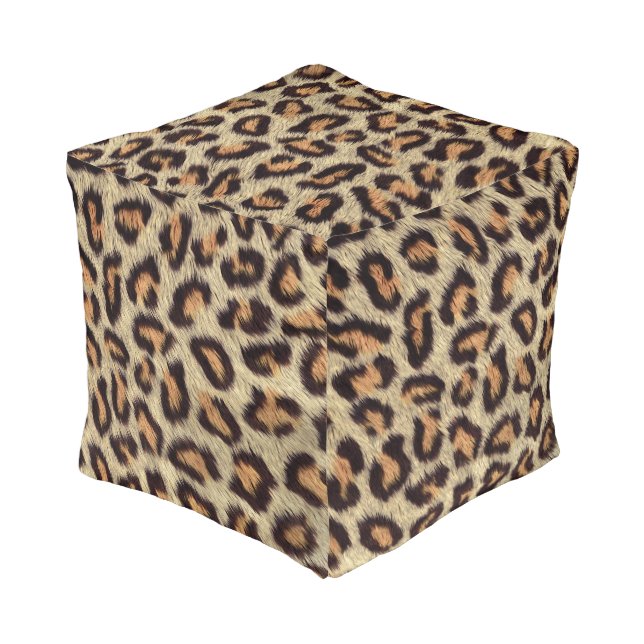FUN FAUX FUR LOOK -LEOPARD SPOTS LOOK POUF (Angled Back)