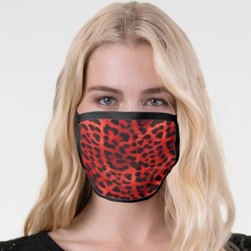 Fun Faux Fur Red Leopard or Animal Print Safari Face Mask