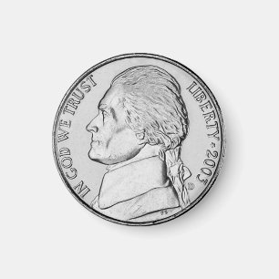 Fun Faux Nickel Coin Refrigerator Magnet