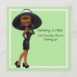 Fun Favorite Diva Womans 40th Birthday Party Invitation