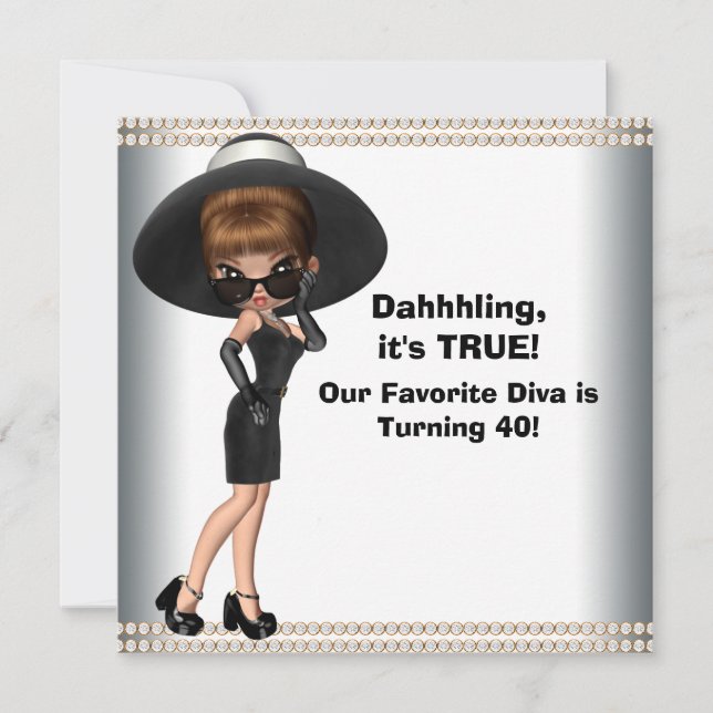 Fun Favorite Diva Womans Any Number Birthday Party Invitation (Front)