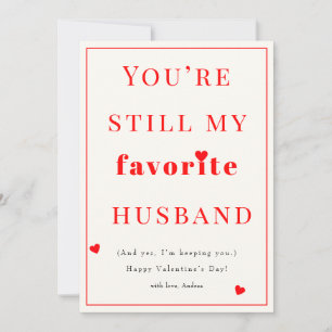 Fun Favorite Husband Valentine's Day Holiday Card