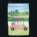 Fun Fem Golf Cart Personalized Name Golf Towel<br><div class="desc">A touch of golf humor for golfer gal, who'll have fun with this one -- a fun golf cart for the golf lover who likes to play with style -- or just loves to play -- personalized with first name -- custom and unique. Or, get one for yourself and tell...</div>