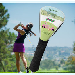 Fun Fem Golf Cart Scenic Personalized Name Golf Head Cover