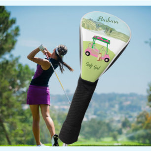 Fun Fem Golf Cart Scenic Personalized Name Head Cover