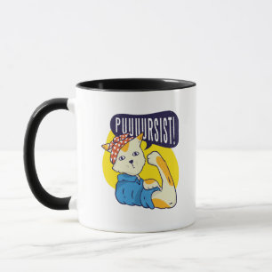 Fun Feminist Rose Riveter CAT PERSIST Resist Mug