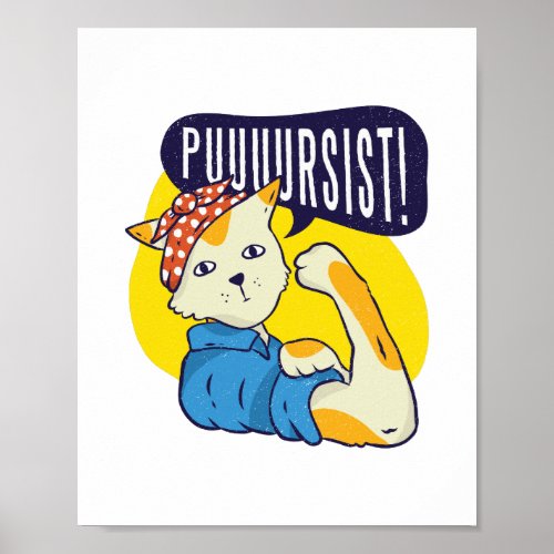 Fun Feminist Rose Riveter CAT PERSIST Resist Poster
