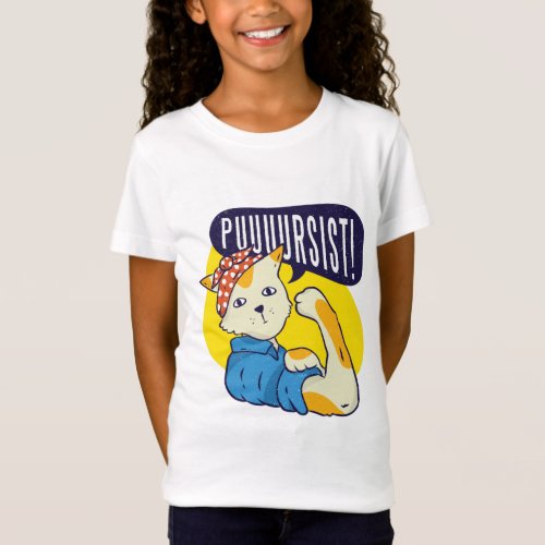 Fun Feminist Rose Riveter CAT PERSIST Resist T_Shirt