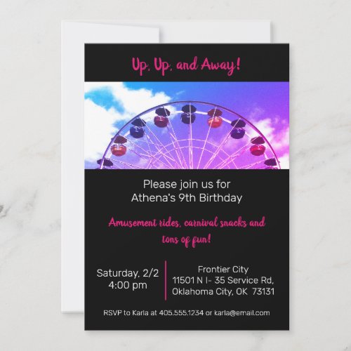 Fun Ferris Wheel Amusement Park Party Invitation