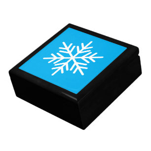 Fun Festive Azure Blue White Alpine Snowflake Gift Box