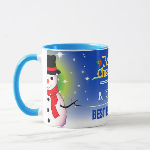 Fun Festive Best Boss Ever with Snowman Christmas Mug