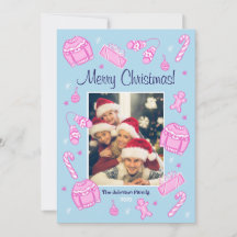 Fun & Festive Blue Doodle Holiday Card