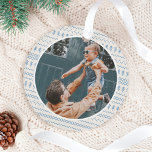 Fun Festive Blue Knitted Stitched Pattern Photo Ornament<br><div class="desc">Fun and festive Christmas photo ornament featuring our fun and festive blue knitted stitched pattern. Customize with your photo on the front and back. Design by Moodthology Papery.</div>