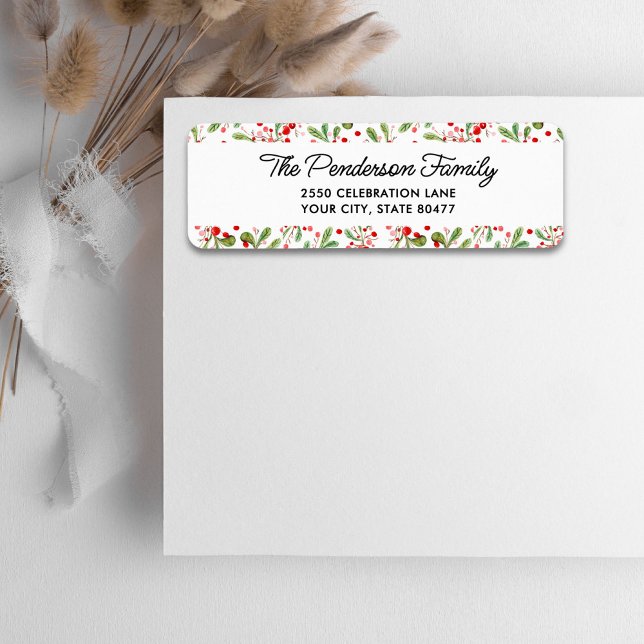 Fun Festive Botanical Berries Return Address Label (Creator Uploaded)