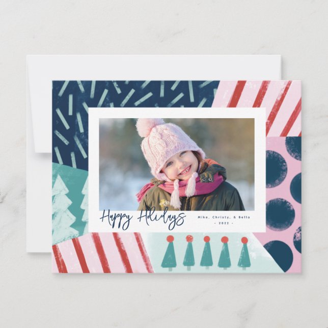 Fun Festive Cheerful Colorful Photo Holiday Card (Front)